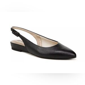 Life Stride Percy Smooth Women’s Black Leather Slingback Flat